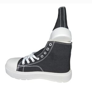 Womens Black White Canvas Lace Up High Top Chucks Sneakers Shoes Size 8